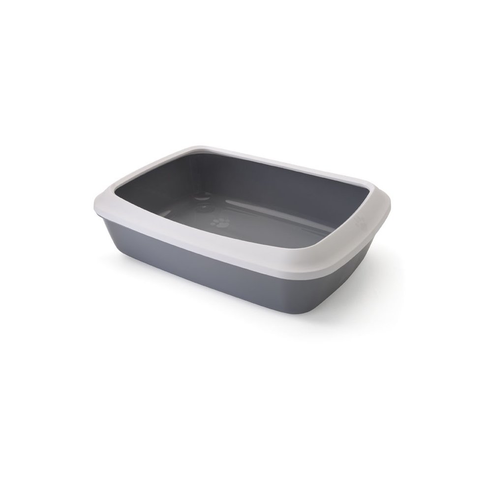 Savic Iriz Litter Tray with Protective Edge - 50cm - Light Grey & White
