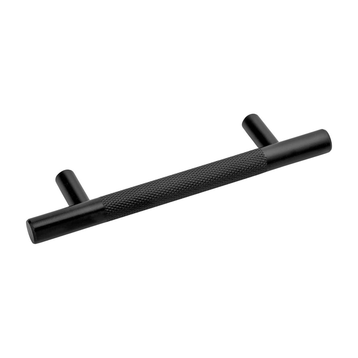 Elite Knobs & Handles Kensington Knurled T-Bar Cabinet &amp; Drawer Handle - Matte Black - 96mm - Elite Knobs &amp; Handles