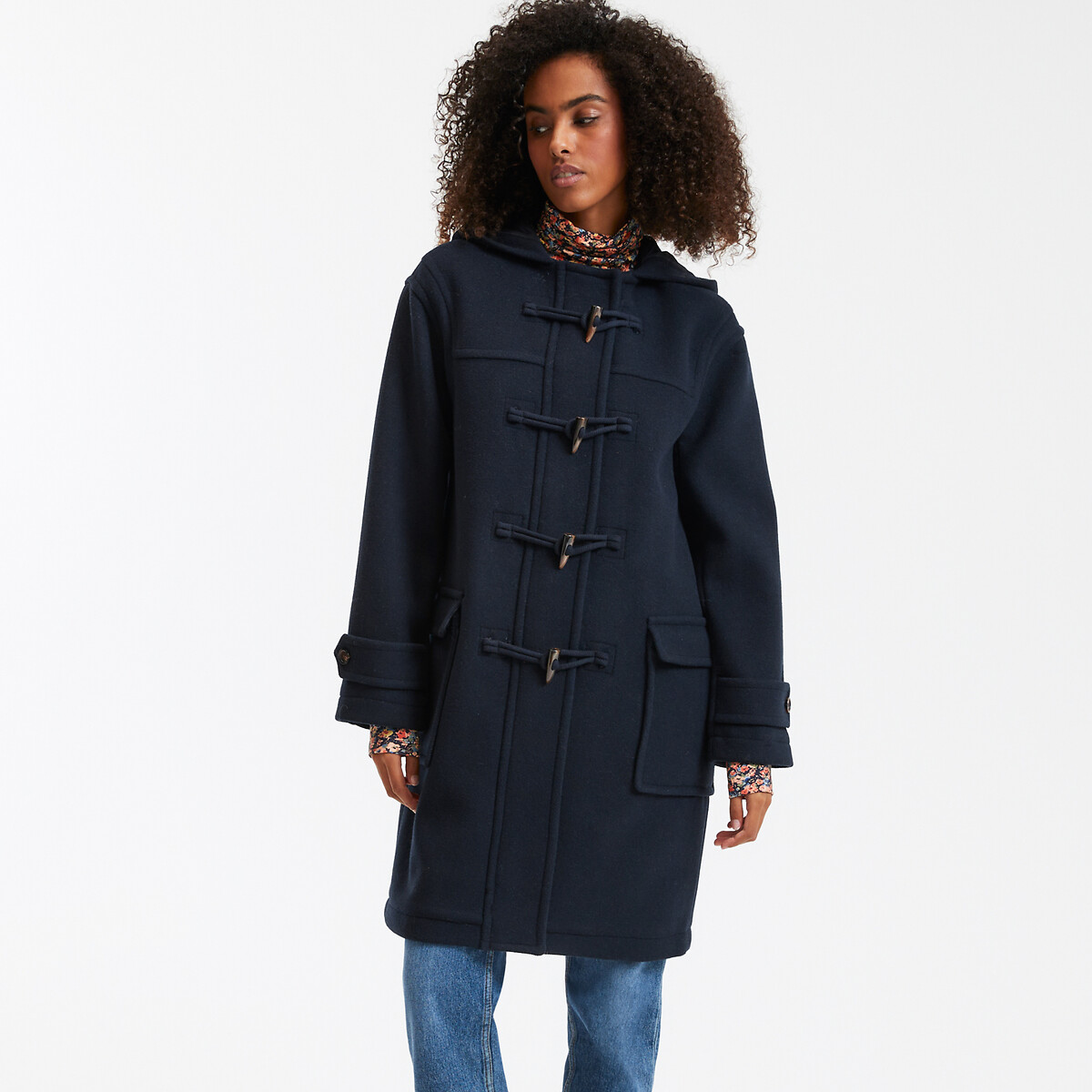 La Redoute Collections Mid-length Hooded Duffle Coat In Recycled Wool Mix By La Redoute