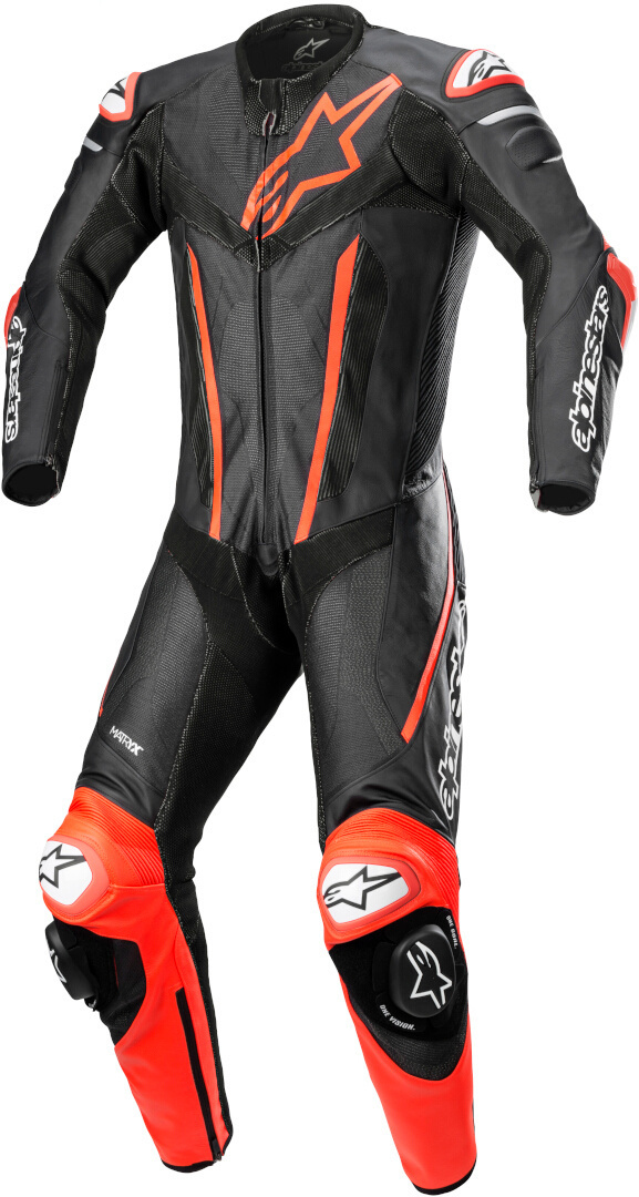  Alpinestars Fusion Costume da moto monopemo in pelle, nero-rosso, dimensione 48
