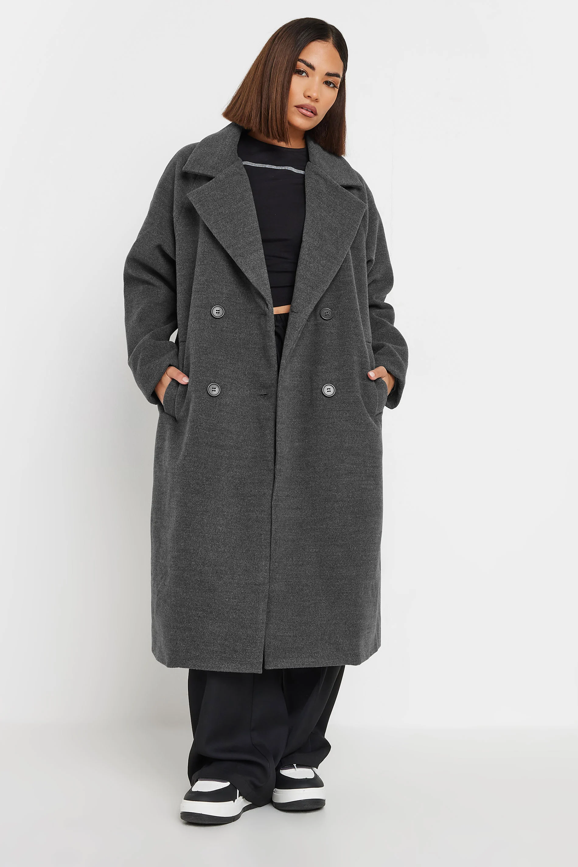 PixieGirl Charcoal Grey Formal Midi Coat 14 | Petite Women's Coats
