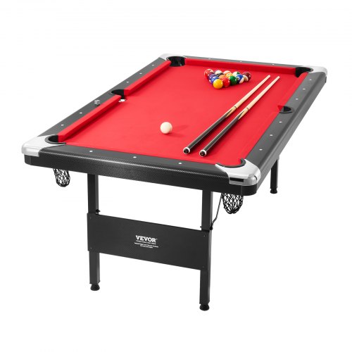  Billiards Table, 6.3 ft Pool Table, Portable Foldable Space-Saving Table, Billiard Table Set Includes Balls, Cues, Chalks and Brush, Black with
