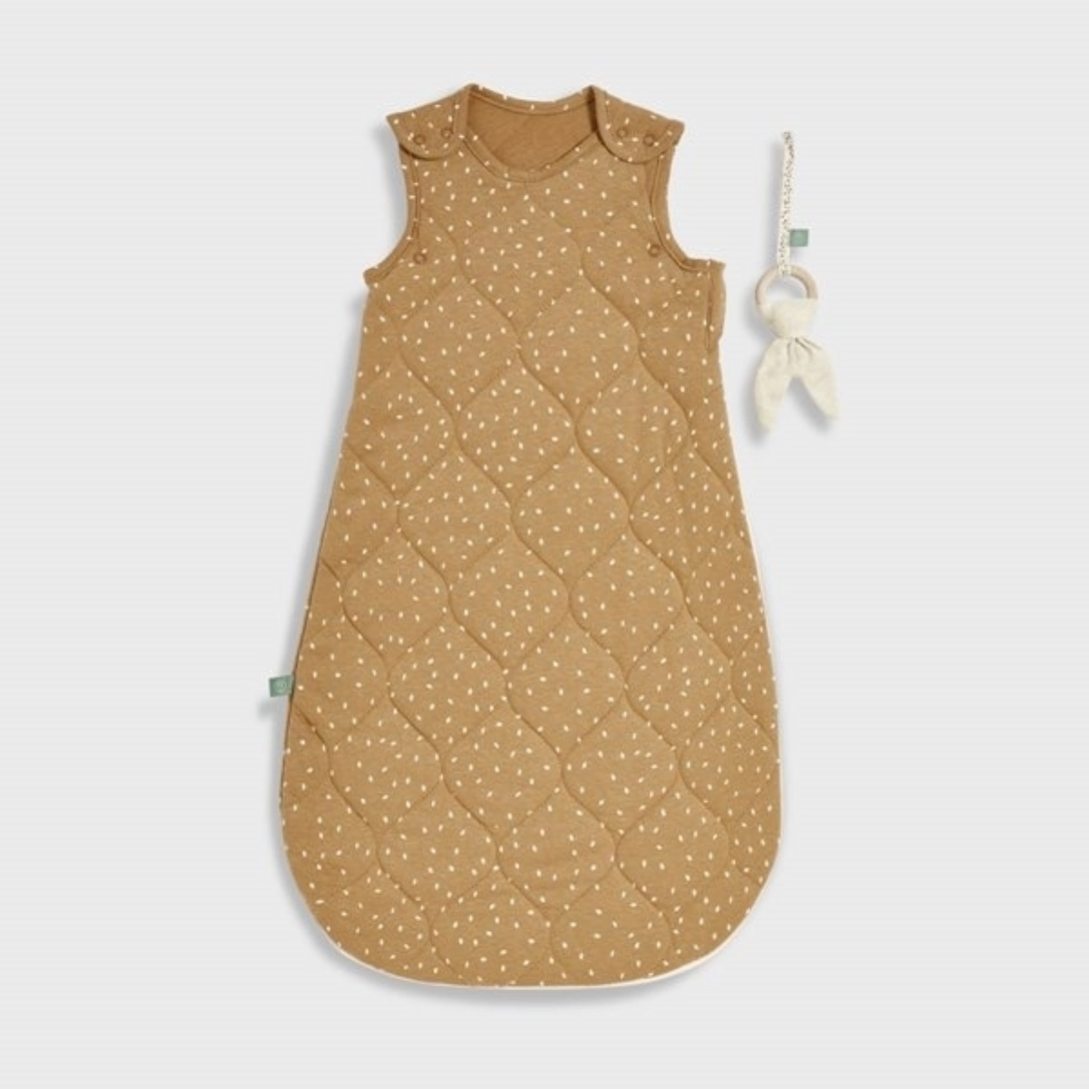 The Little Green Sheep Organic Baby Sleeping Bag, 2.5 Tog - Honey Rice Print
