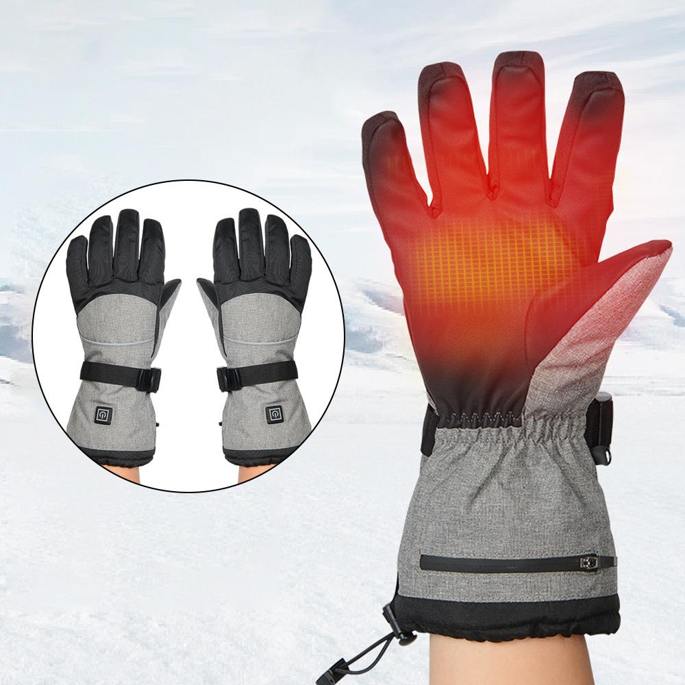 TOMTOP JMS Electric Heated Gloves Waterproof Winter Gloves with 3 Heating Levels for Outdoor Sports Type 1 grey