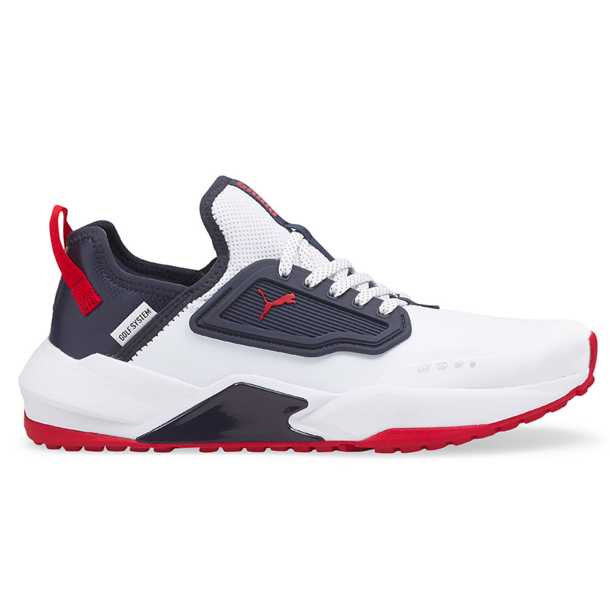 Puma Golf GS-One Golf Shoes, Mens, White/navy blazer/ski patrol, 7 | American Golf