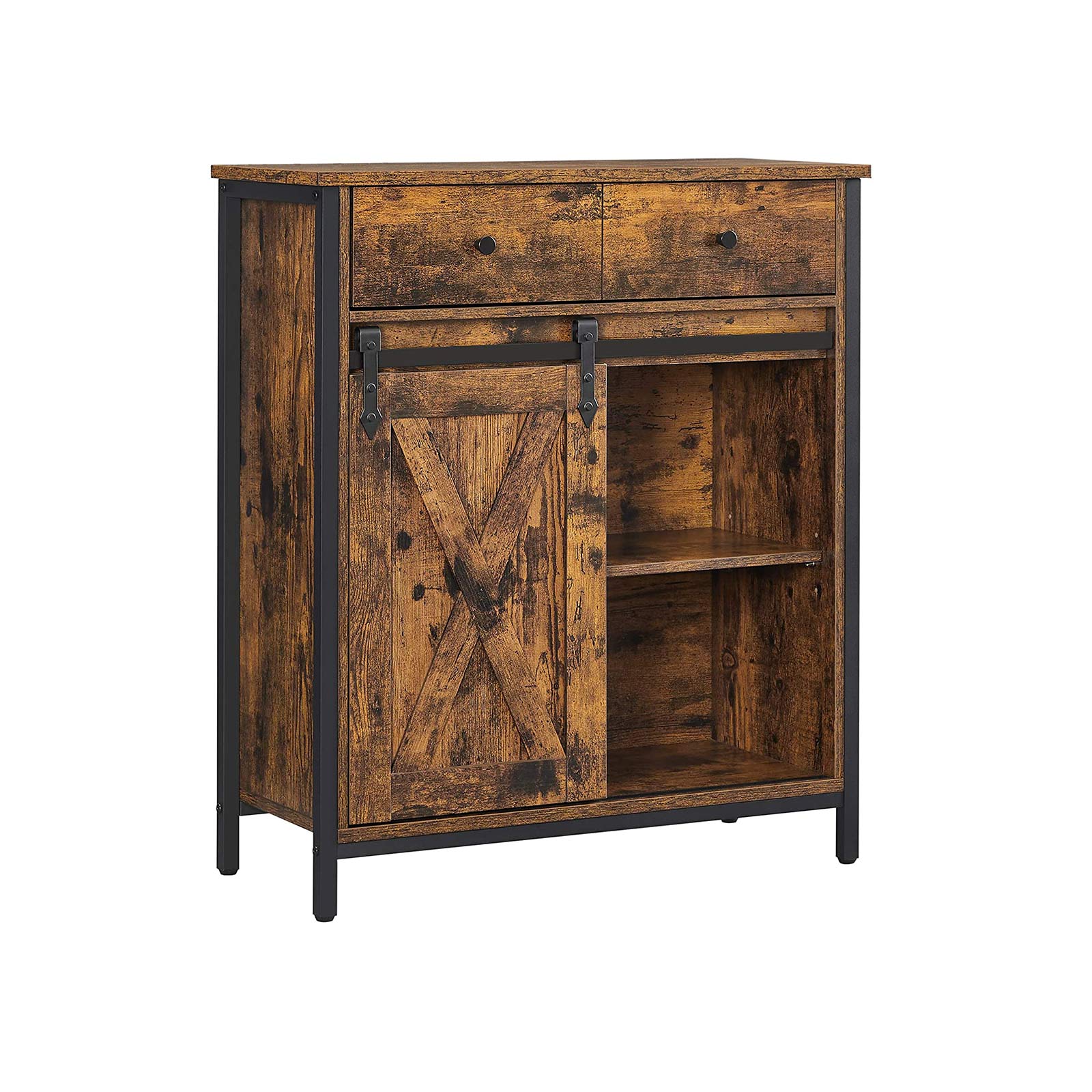VASAGLE Vasagle Storage Cabinet, Sideboard And Tv Cabinet, Freestanding Floor Cabinet With 1 Drawer And Sliding Barn Door