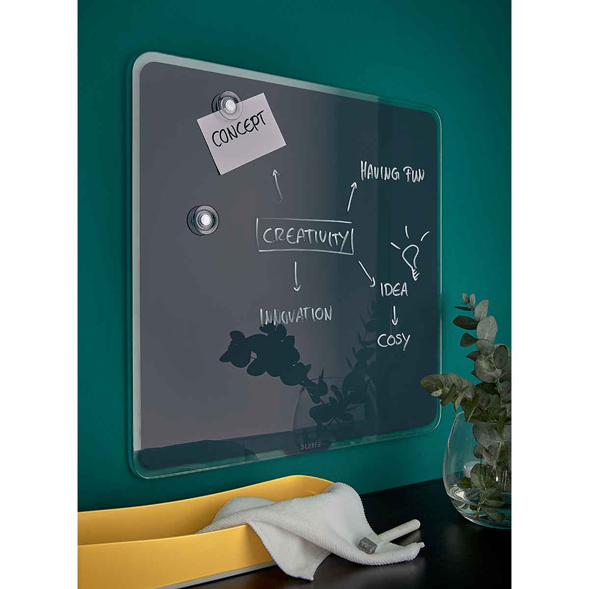 Leitz Cosy Magnetic Glass Whiteboard 450x450mm Grey