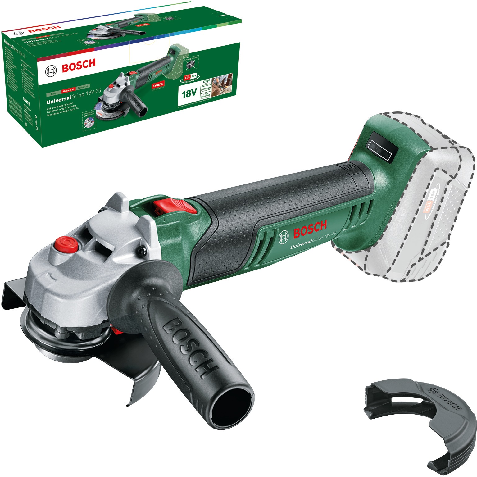 Bosch UniversalGrind 18V-75 Cordless Angle Grinder