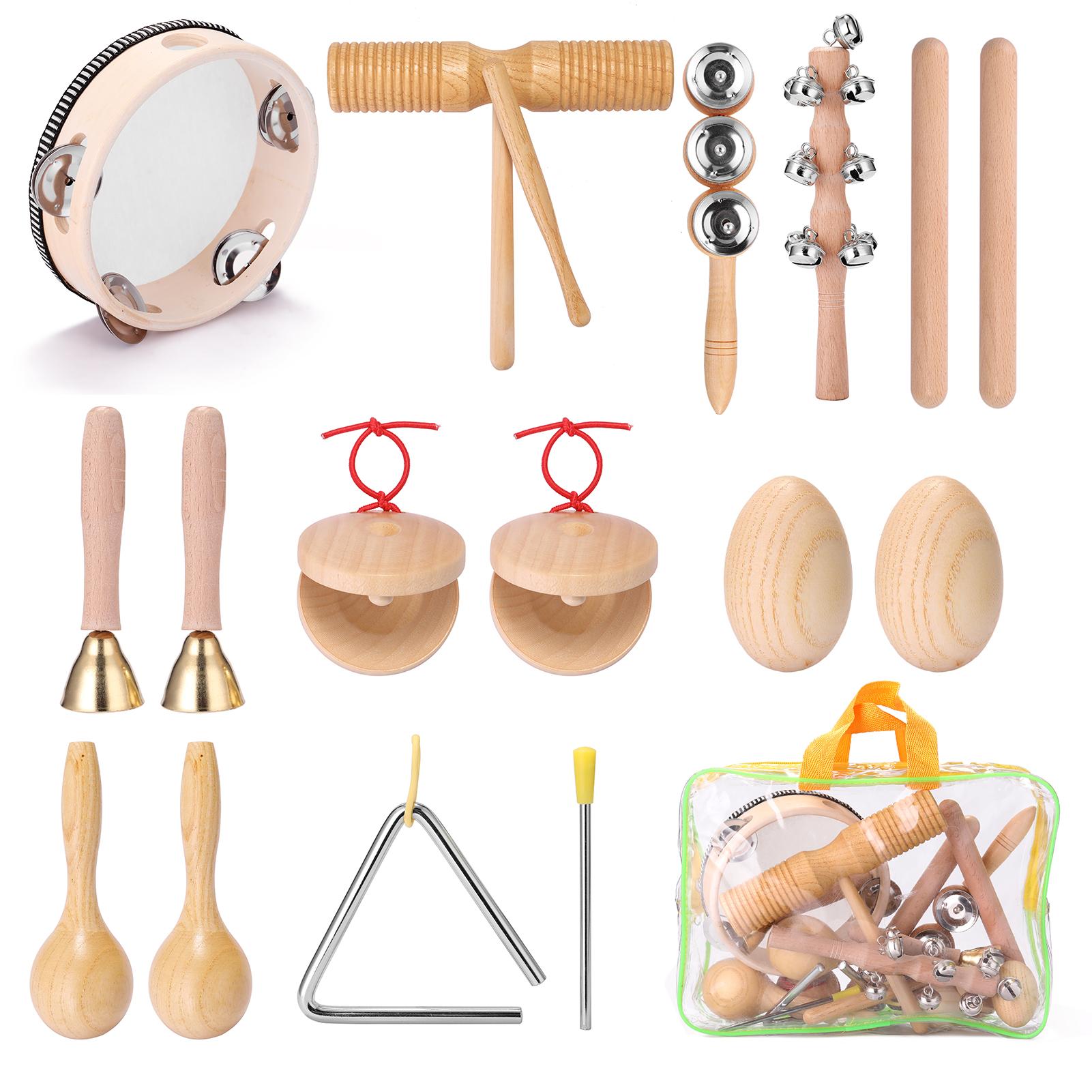 TOMTOP JMS 13pcs Children Hand Percussion Instruments Kit Portable Kids Music Enlightenment Musical multicolour