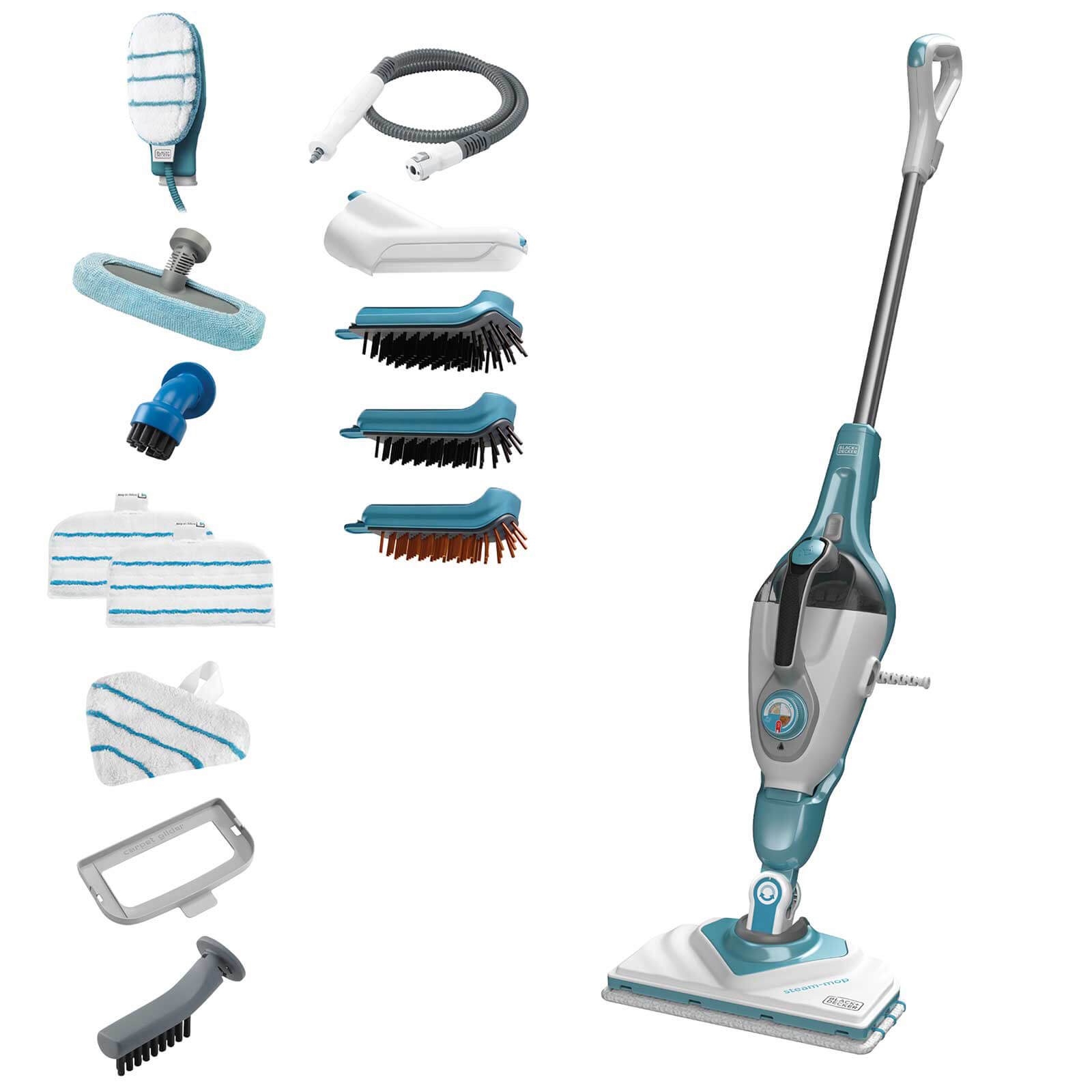 Black & Decker Black + Decker BHSM1610DSM-GB Steam Mop with up to 20 Minutes Run Time - Blue / White