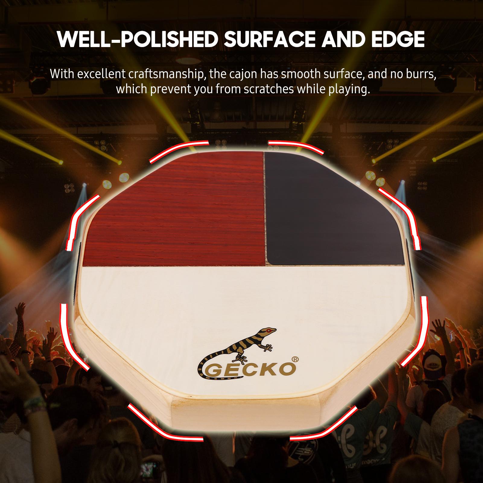 Gecko SD6 Cajon Hand Drum Cajon Drum Percussion Instrument with Carrying Bag Portable for Travel