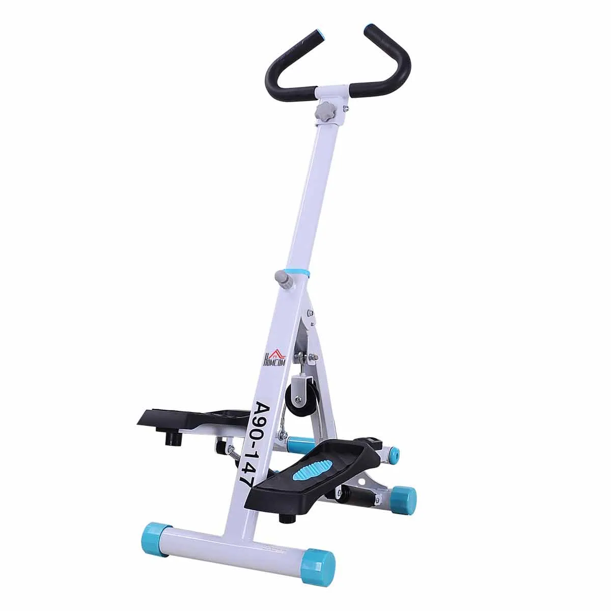 Homcom Foldable Adjustable Step Machine W/ Handlebar Lcd Display, White