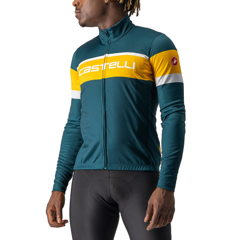 Castelli Passista Long Sleeve Cycling Jersey - AW22 - Deep Teal / Goldenrod / Silver Grey / Large