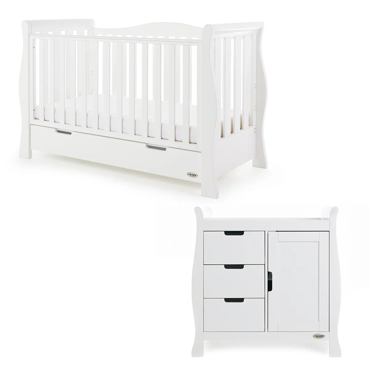 Obaby Stamford Cot Bed 2-Piece Nursery Furniture Set white