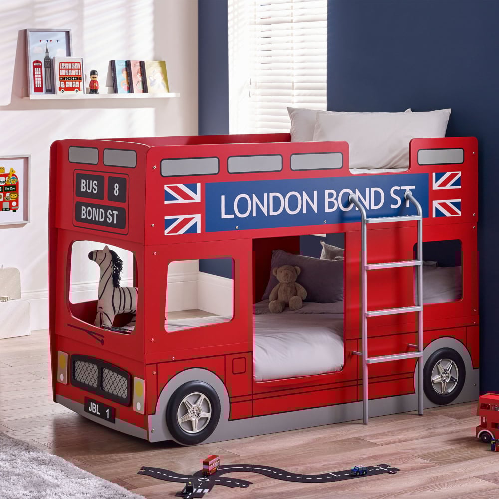 Happy Beds Kids London Bus - Single Bunk Bed - 3ft