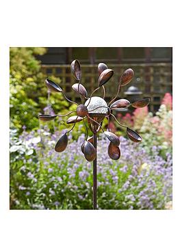 130cm Windrad / Windspiel "Gemini" mit farbwechselnder Solarleuchte, Garten