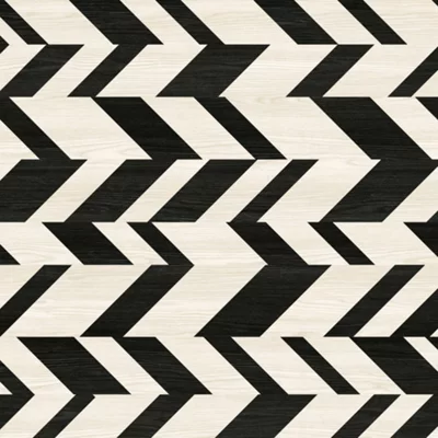 Splashwall Black & Ivory Chevron Wood Effect Aluminium Splashback, (H)600mm (W)2440mm (T)4mm