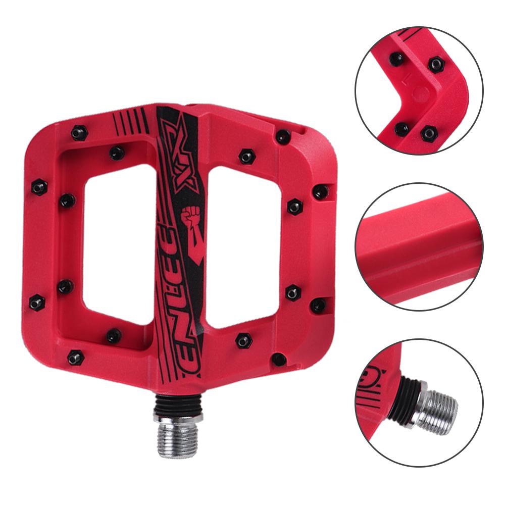 Wosawe Outdoor Sports Mountain Bike Pedals Bicycle Pedals Non-Slip Lightweight Nylon Fiber Bicycle  Platform Pedals for red