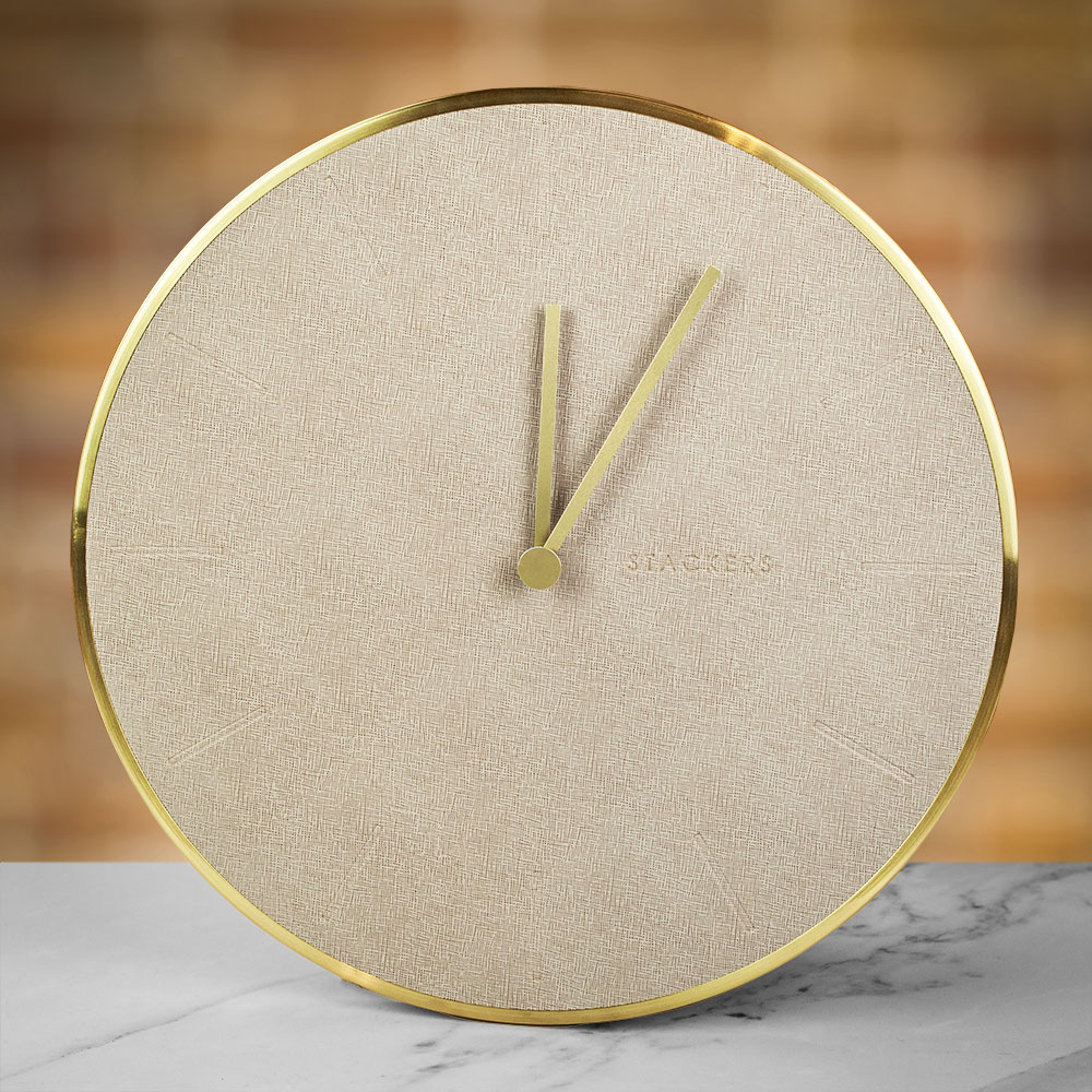 Stackers Wall Clock, Taupe & Brushed Gold