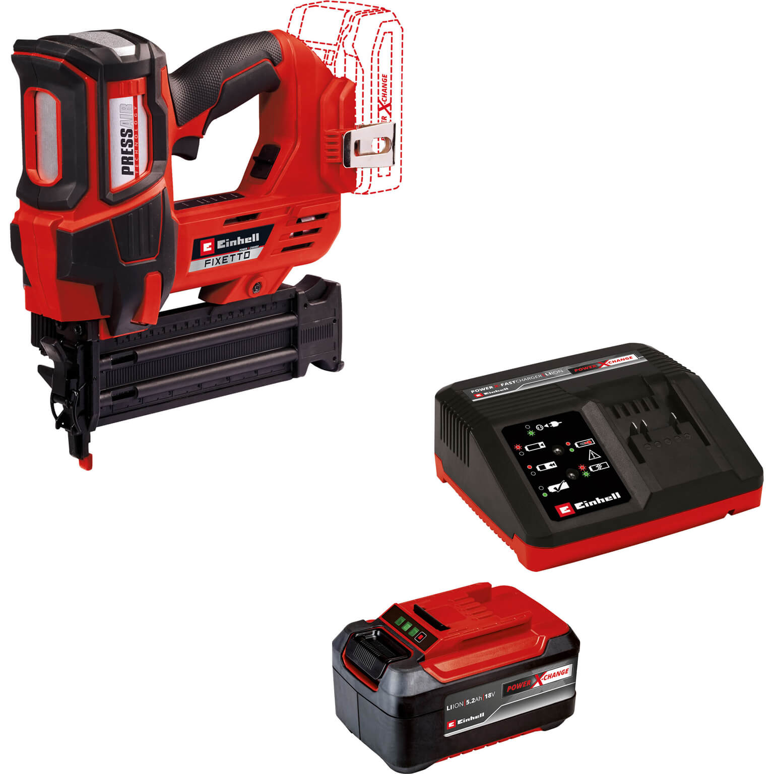 Einhell Fixetto 18/50 N 18v Cordless Nail Gun 1 X 5.2ah Li-ion Charger No Case