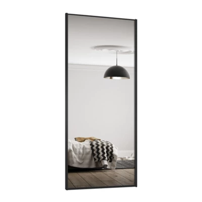 Spacepro Sliding Wardrobes Full Length Mirror Black Frame Single Panel Mirrored Door, (H) 2220mm X (W) 914mm