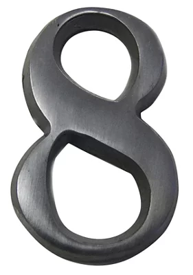 The House Nameplate Company Brushed Silver Effect Aluminium Self-Adhesive House Number 8, (H)40mm (W)25mm