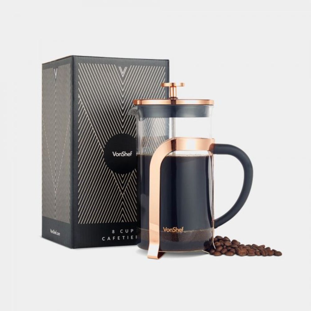 VonShef French Press 8 Cup 1 L Cafetiere black,brown
