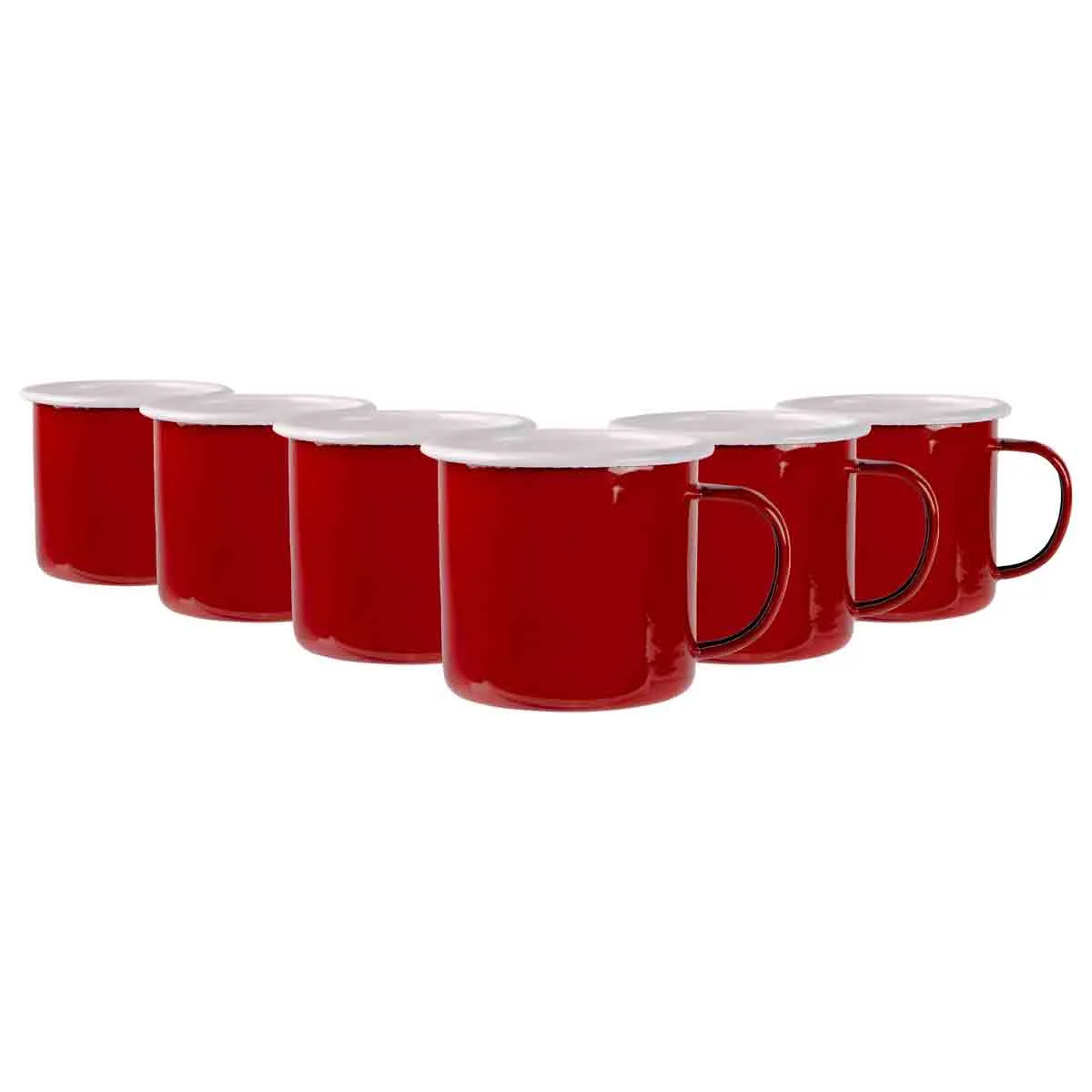 Coloured Enamel Mugs - 375ml - Pack of 6
