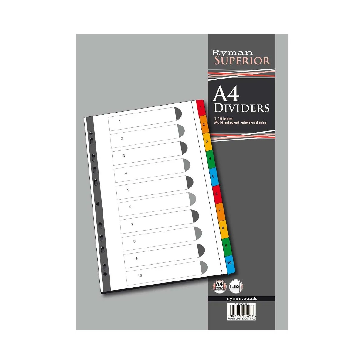 Ryman 1 to 10 Divider A4 Multicoloured, Multi