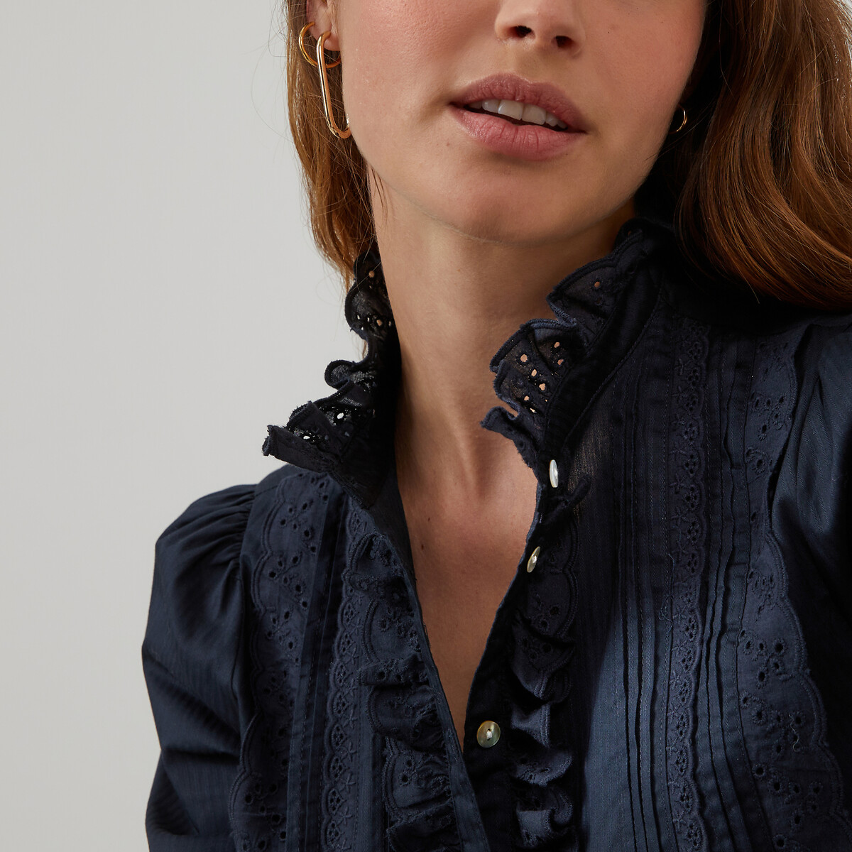 Les Signatures - Eugénie Cotton Victoriana Blouse With Ruffles By La Redoute