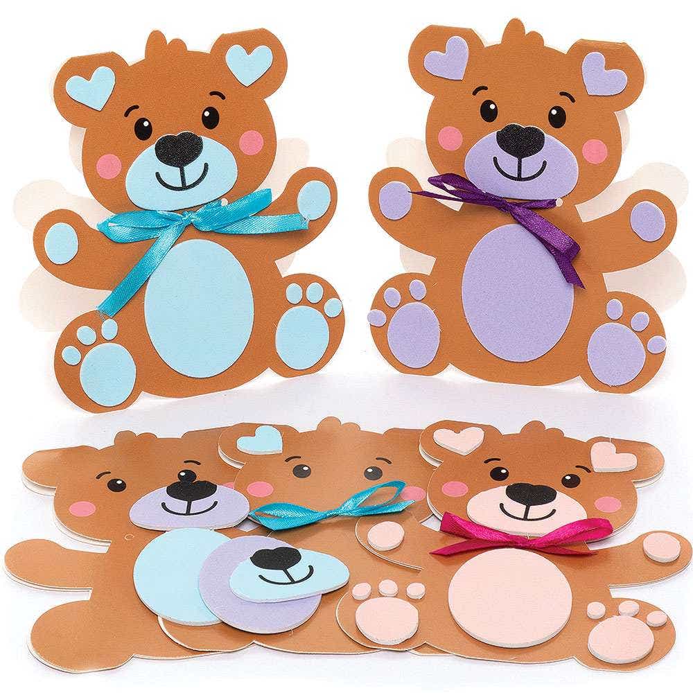 Baker Ross Love Heart Bear Mix & Match Card Kits (Pack of 6)