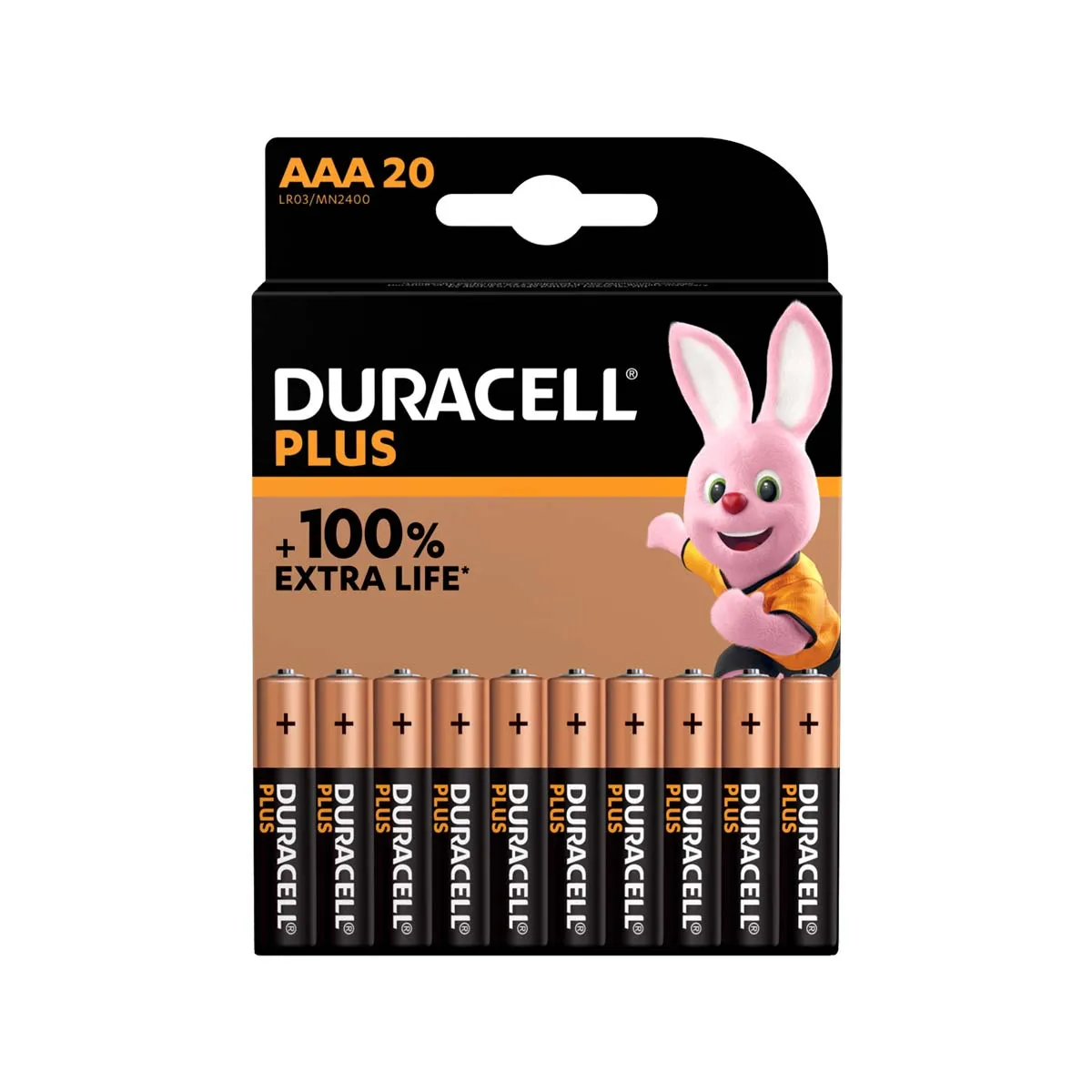 Piles Duracell Plus 100 AAA 20 unités