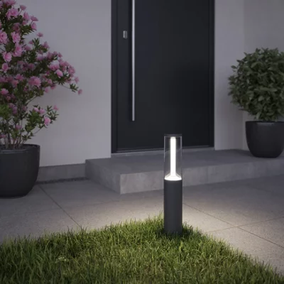 GoodHome Trinidad Black Mains-Powered (Wired) 1 Lamp Integrated Led Outdoor Post Light (H)450mm