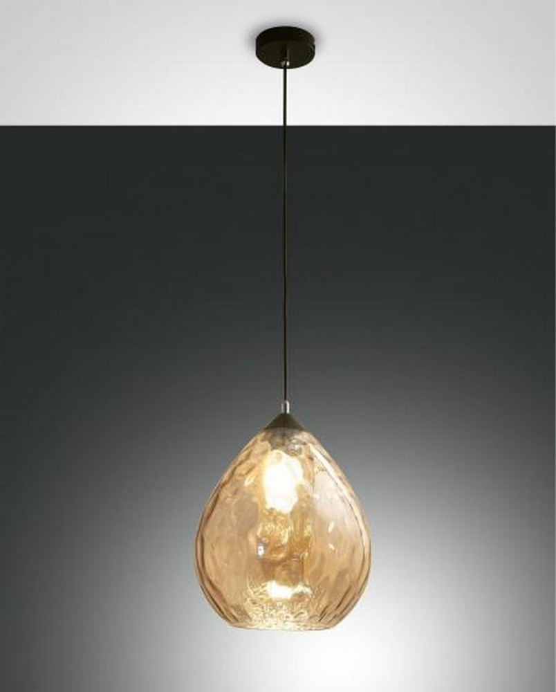 Fabas Luce Lighting Gisella Dome Pendant Ceiling Lights Amber Glass, E27