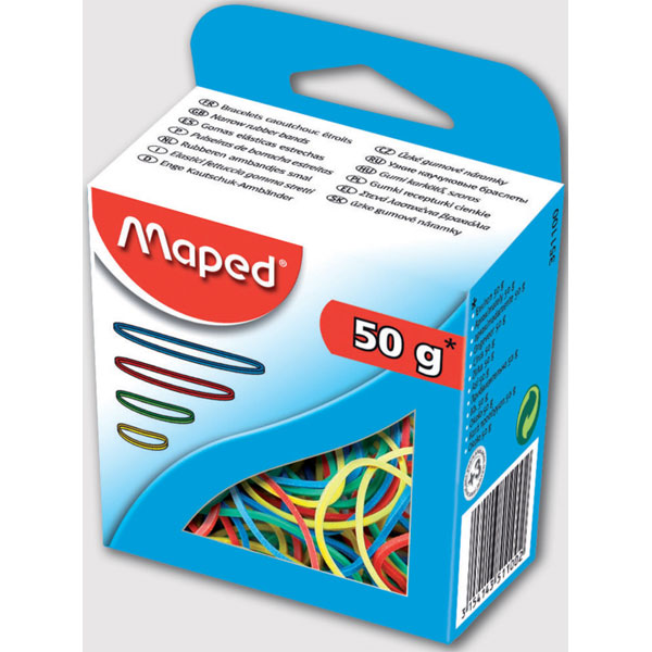 Maped 351100 Elastic Bands in Assorted Colours and Sizes 50g Quantity