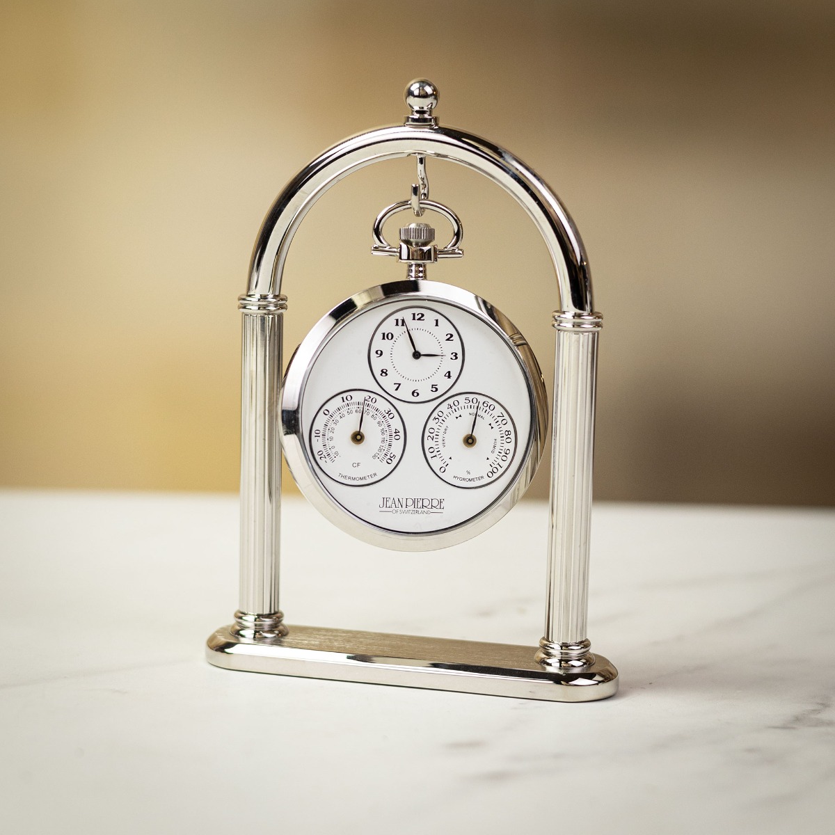 Jean Pierre Desk Clock with Hygrometer/Thermometer and Stand