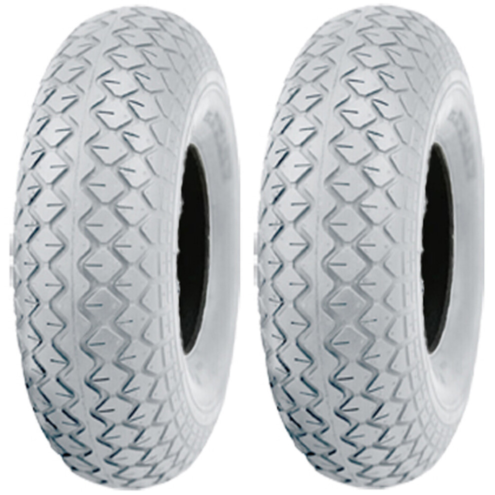 Parnells 2.80/2.50-4 Grey Mobility Scooter Tyres Block Pneumatic Non Marking (Set Of 2)