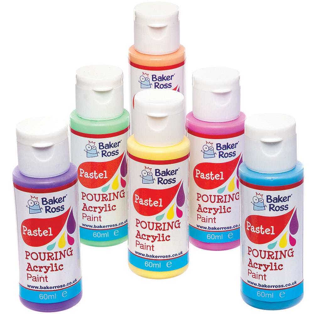 Baker Ross Pastel Pouring Acrylic Paint Set (Pack of 6)