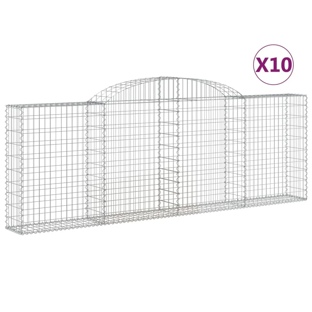 VidaXL Arched Gabion Baskets 10 pcs 300x30x100/120 cm Galvanised Iron