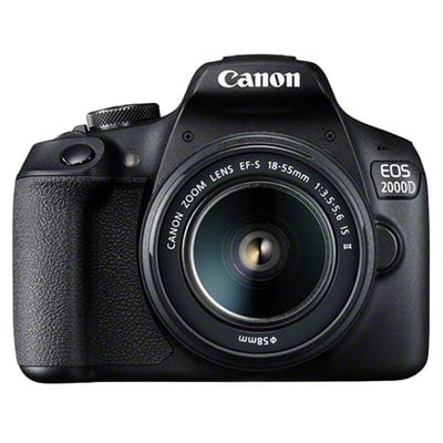 Canon EOS 2000D Digital SLR Camera with 18-55mm IS II Lens, 1080p Full HD, 24.1MP, Wi-Fi, NFC, Optical Viewfinder, 3 LCD Screen, Black