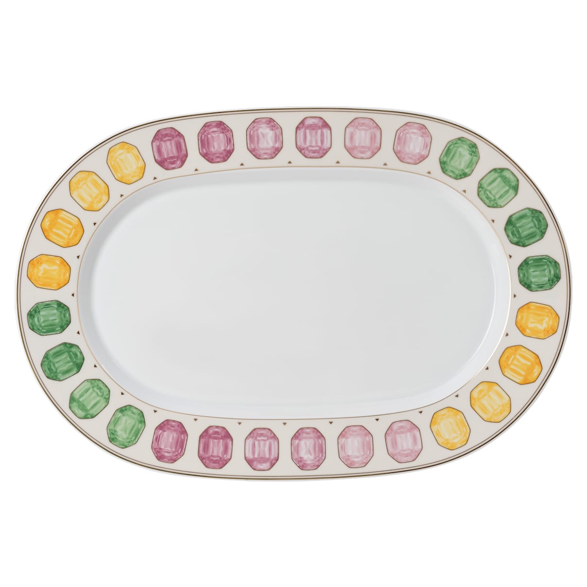 Swarovski Idyllia platter, Porcelain, Crystal print motif, gemstone, Large, Multicoloured