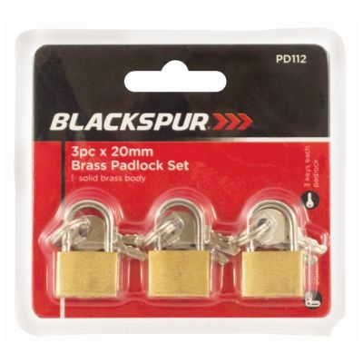  3Pc X 20Mm Brass Padlock Set