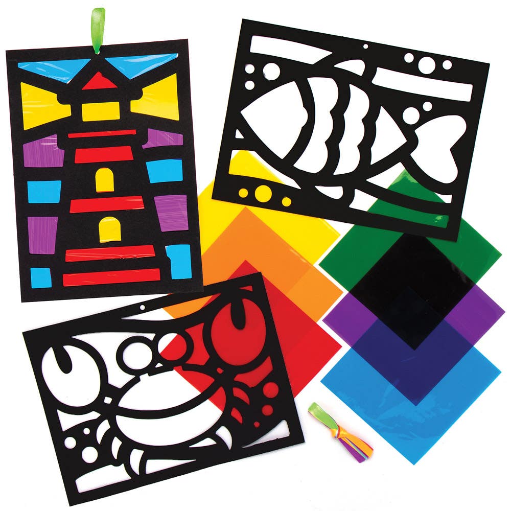 Baker Ross Seaside Stained Glass Decoration Kits (Pack of 6)
