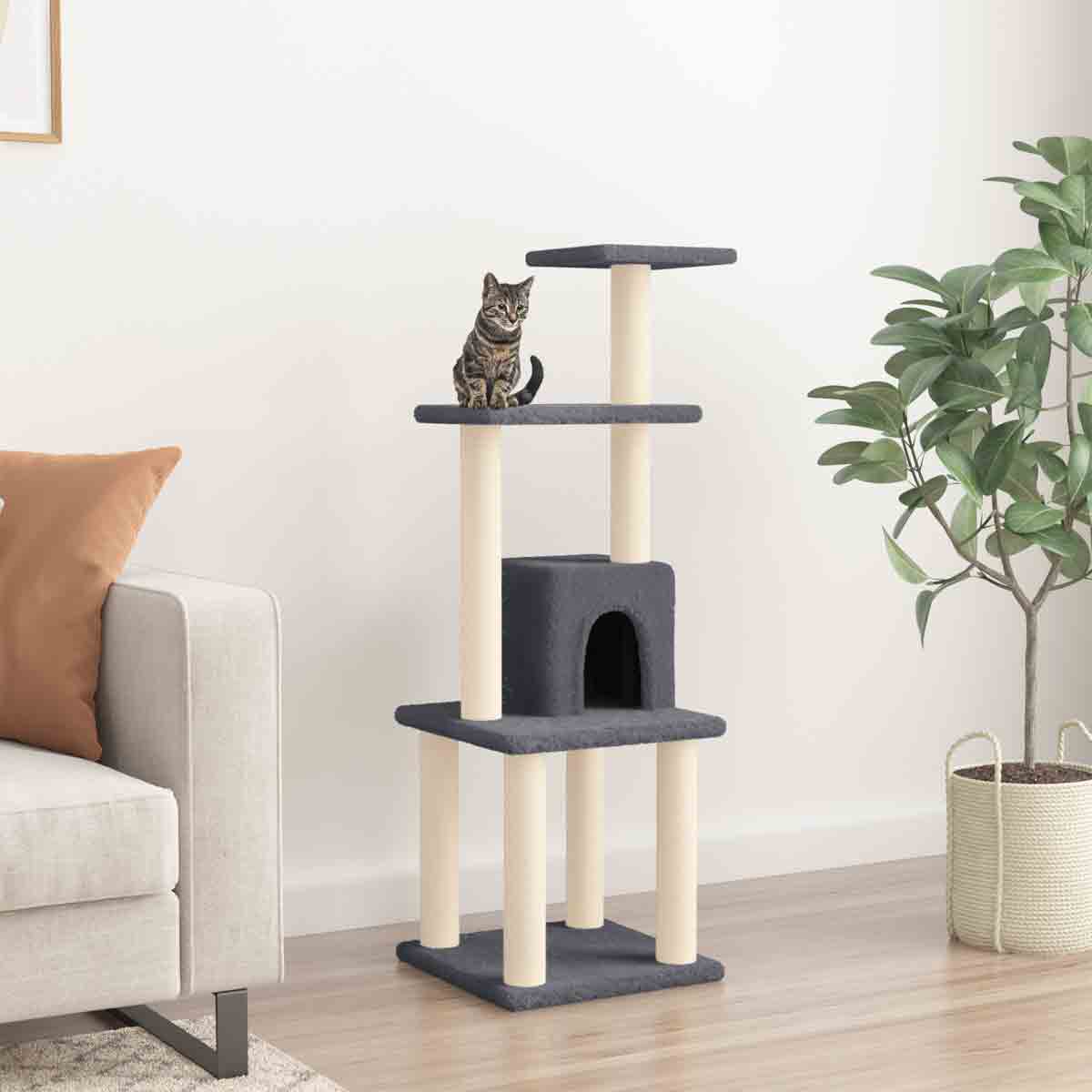 VidaXL Cat Tree with Sisal Scratching Posts Dark Grey 105 cm