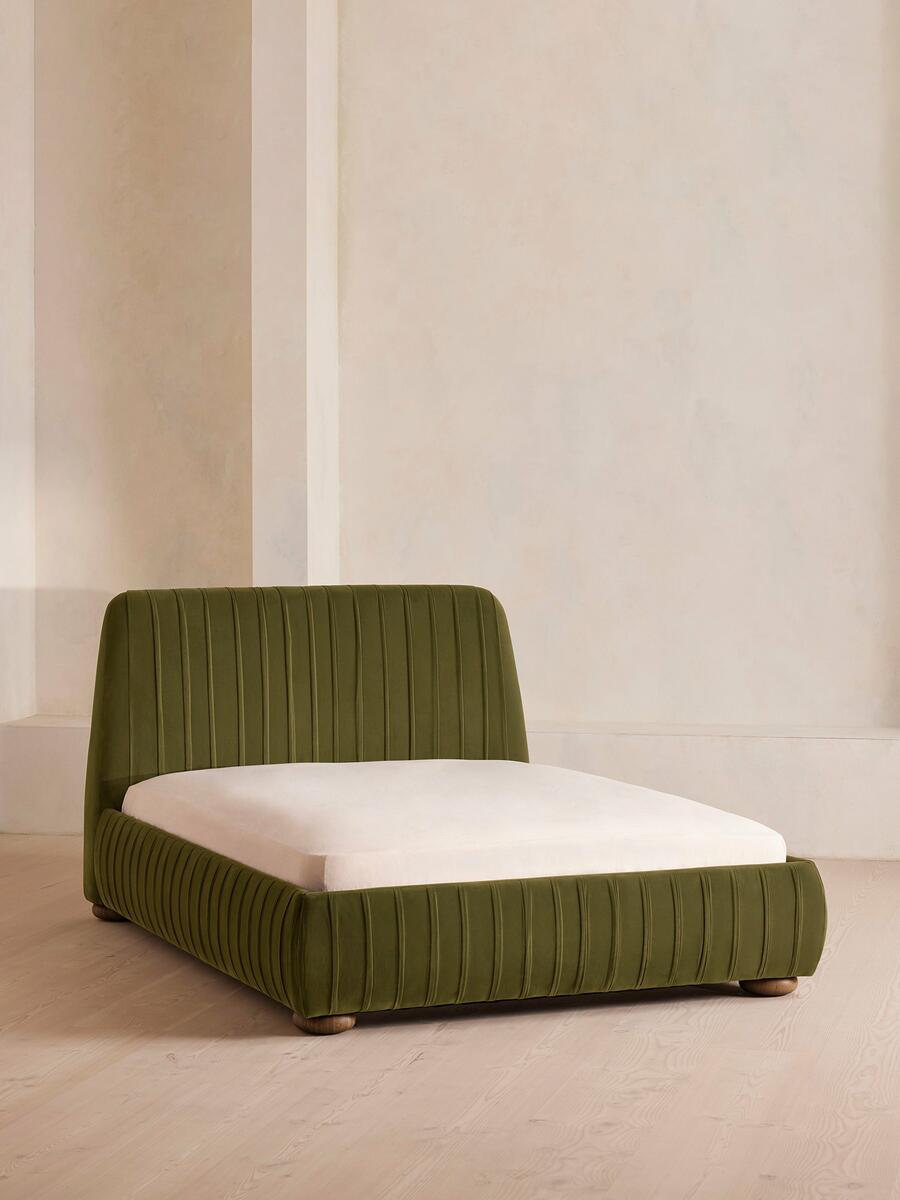 Soho Home Vivienne Bed, Double, Velvet, Olive