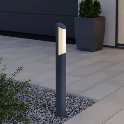 GoodHome Bevel Anthracite Mains-Powered 1 Lamp Integrated Led Outdoor Post Light (H)870mm