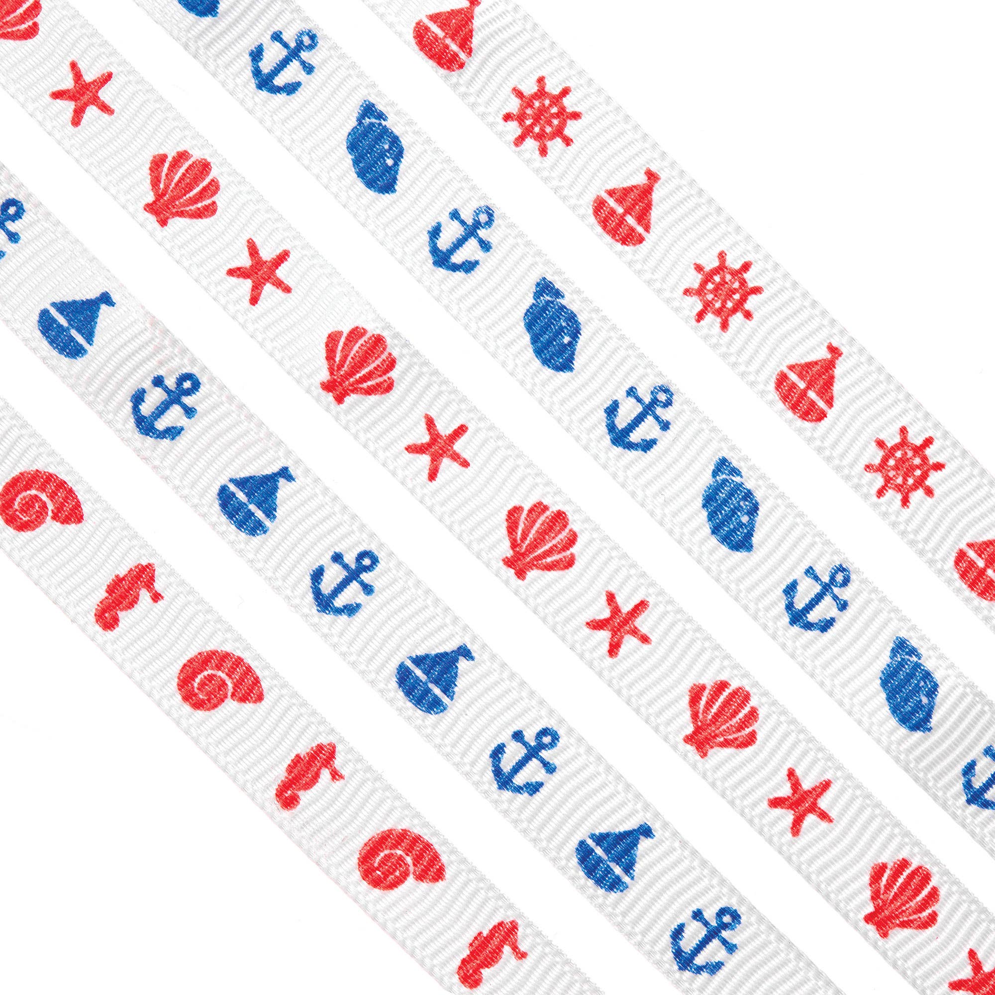 Baker Ross 15 Metres Seaside Ribbons - 5 Reels Printed Ribbons For Decorating & Gift Wrapping. Width 1.5cm.