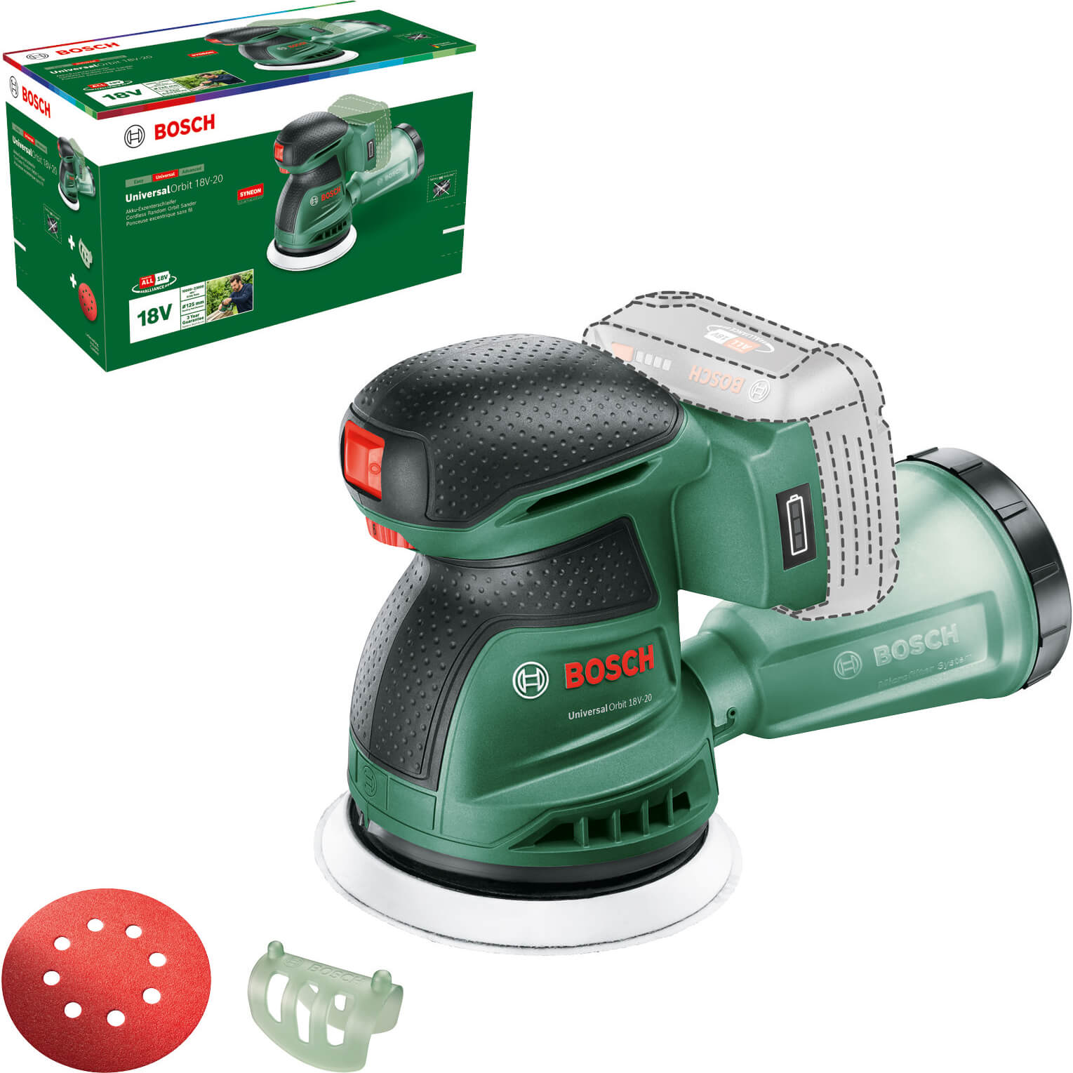 BOSCH HOME AND GARDEN Bosch Universalorbit 18v-20 P4a 18v Cordless Disc Sander 125mm No Batteries No Charger No Case
