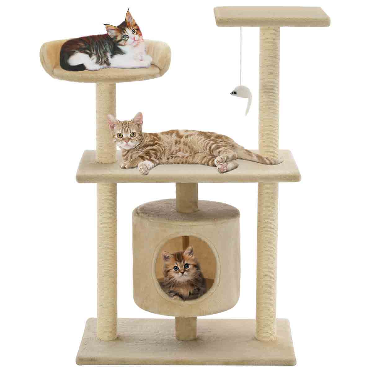VidaXL Cat Tree with Sisal Scratching Posts 95 cm Beige