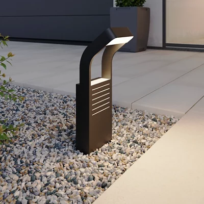 GoodHome Majorca Black Mains-Powered 1 Lamp Integrated Led Outdoor Post Light (H)450mm